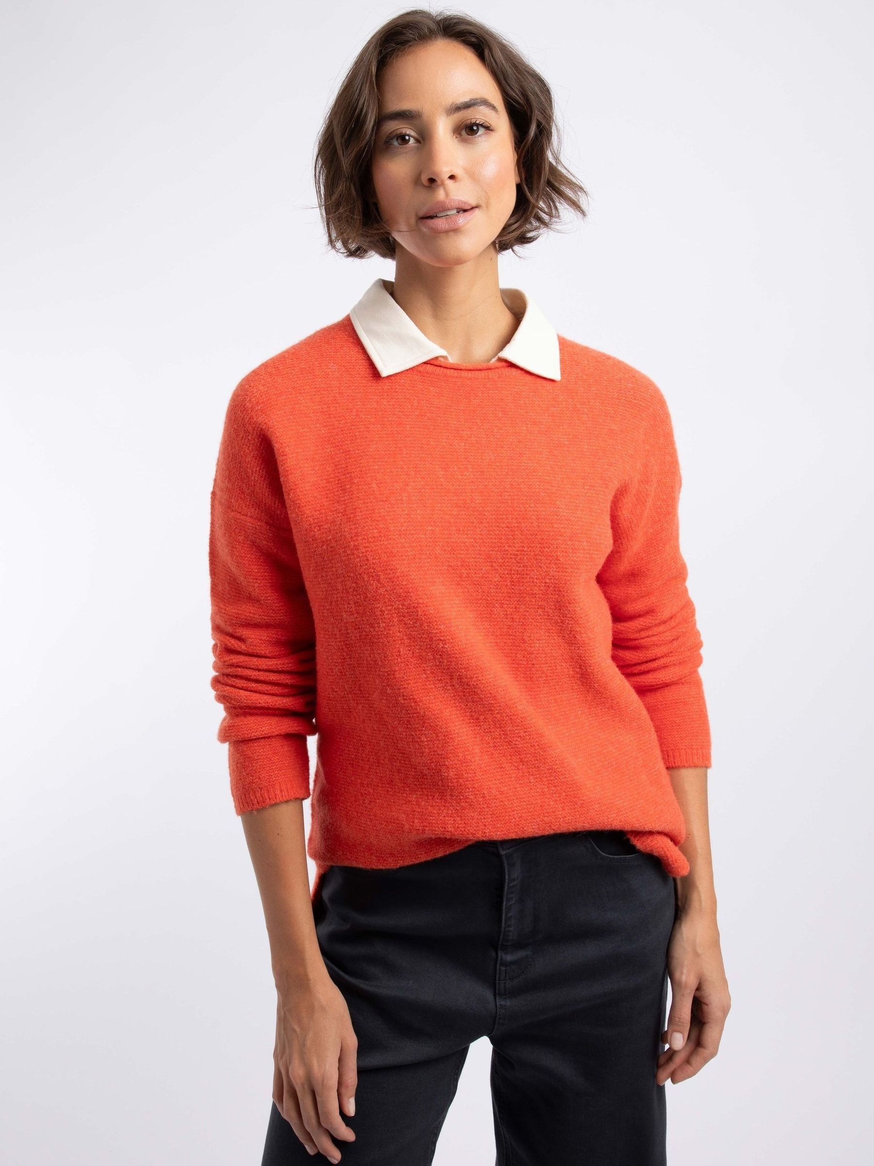 Weird Fish Women's Burnt Orange Arlen Textured Crew Neck Jumper In | Size: 8 - Image 2