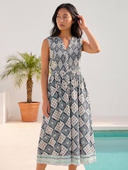 Roman Blue Button Down Dress - Image 1 of 4