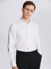 MOSS White Single Cuff Dobby 100% Cotton Shirt - Image 1 of 5