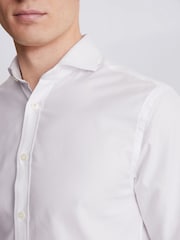 MOSS White Single Cuff Dobby 100% Cotton Shirt - Image 2 of 5