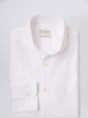 MOSS White Single Cuff Dobby 100% Cotton Shirt - Image 4 of 5