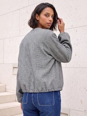 Roman Grey Herringbone Bomber Jacket - Image 3 of 4