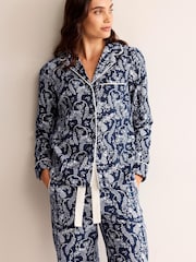 Boden Navy Brushed Cotton Pyjama Shirt - Image 1 of 6