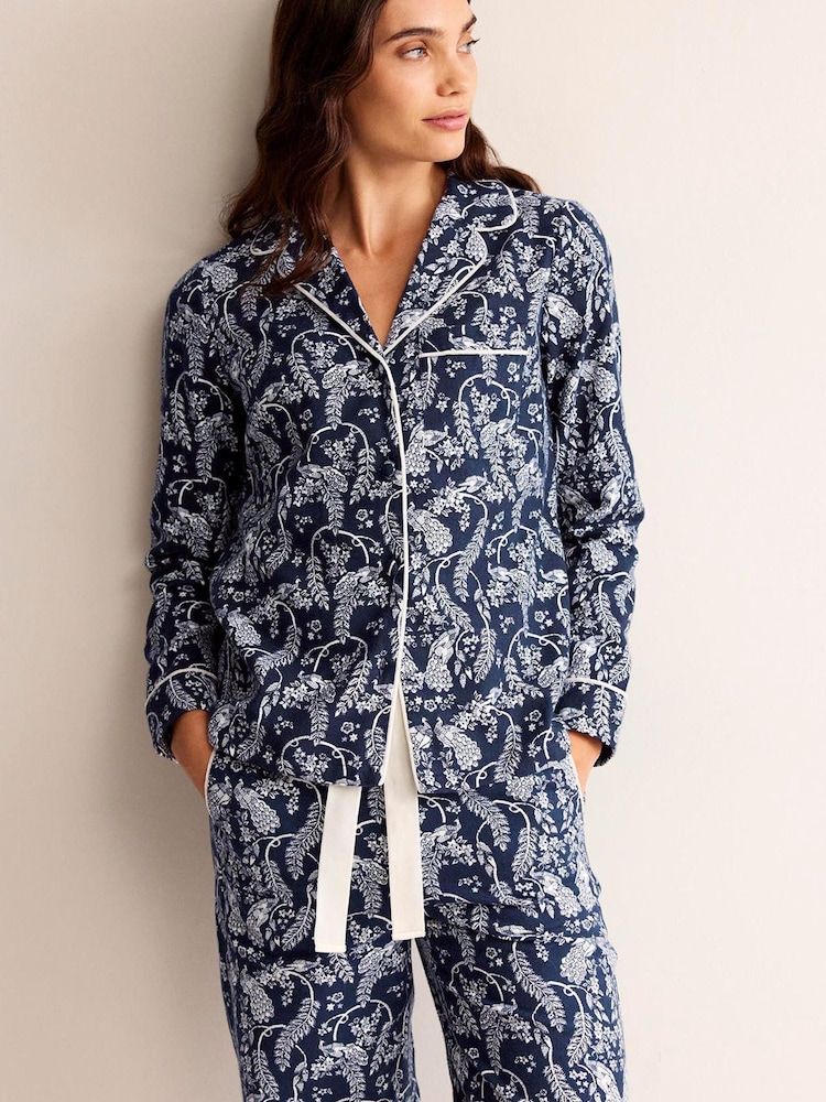 Boden Navy Brushed Cotton Pyjama Shirt - Image 1 of 6