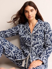 Boden Navy Brushed Cotton Pyjama Shirt - Image 3 of 6