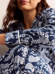 Boden Navy Brushed Cotton Pyjama Shirt - Image 4 of 6