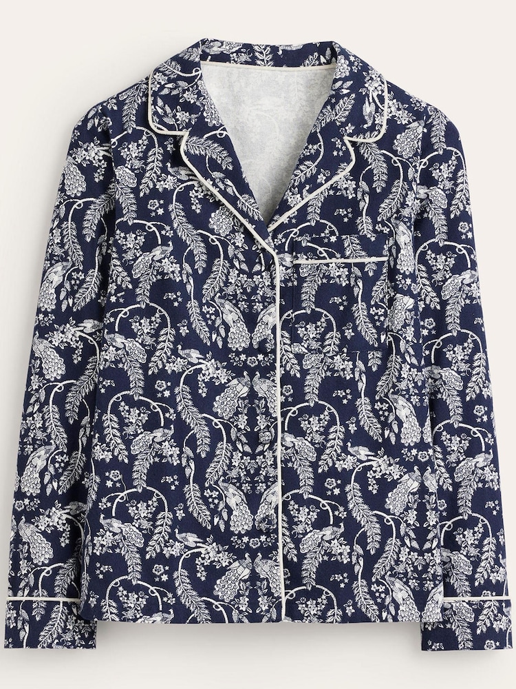 Boden Navy Brushed Cotton Pyjama Shirt - Image 6 of 6