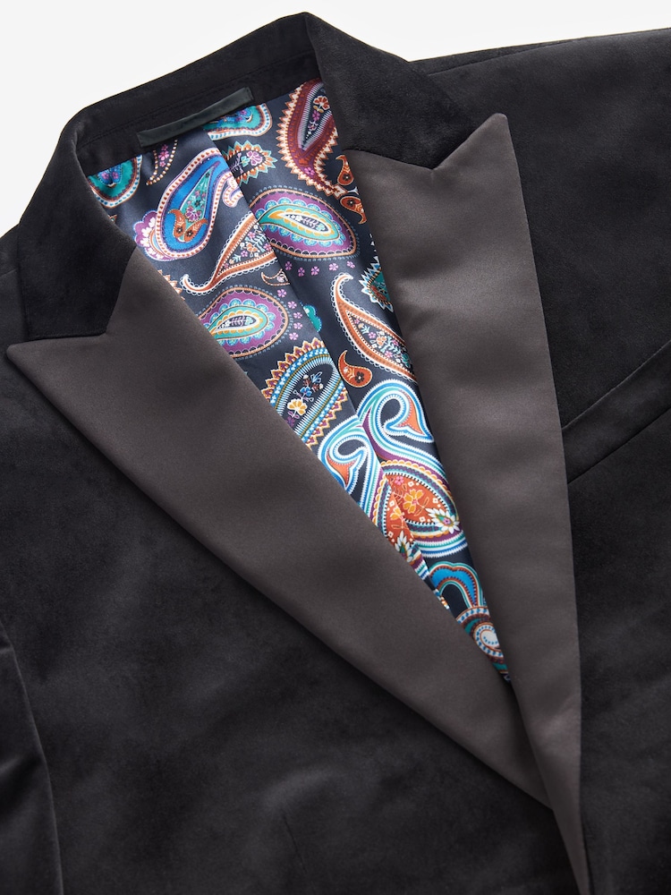 Noir - Veste de costume slim en velours - Image 12 of 13