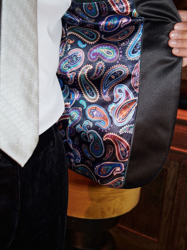 Noir - Veste de costume slim en velours - Image 8 of 13