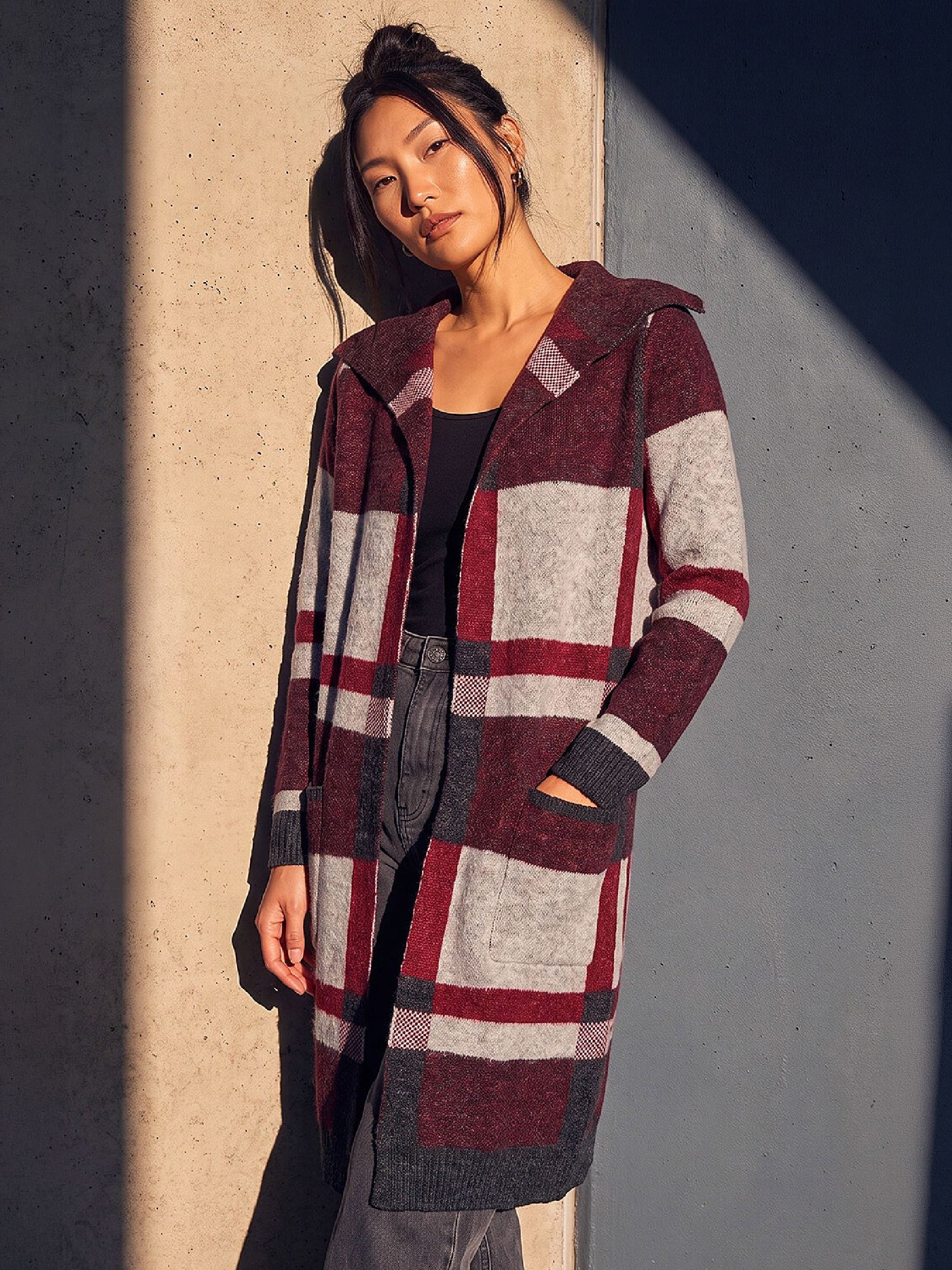 Roman Red Check Cardigan - Image 3