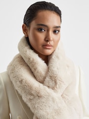 Reiss Ecru Francesca Faux Fur Scarf - Image 2 of 3