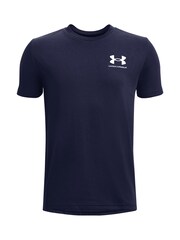 Under Armour Blue Boys Youth Sportstyle Left Chest Logo T-Shirt - Image 1 of 2