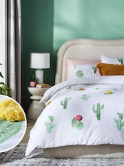 Multi Cactus Pom Pom Bedding Duvet Cover and Pillowcase Set - Image 1 of 4