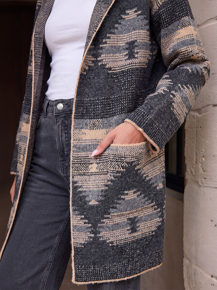 Roman Brown Hooded Cardigan - Image 4 of 4 Roman Brown Hooded Cardigan - Image 4 of 4