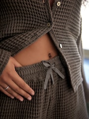 Chocolate Brown Waffle Button Through Short Set Pyjamas - Image 5 of 9