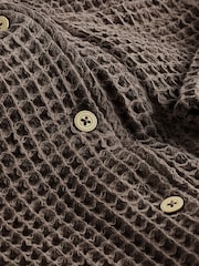 Chocolate Brown Waffle Button Through Short Set Pyjamas - Image 9 of 9