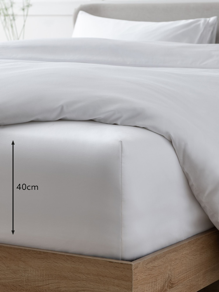 White Collection Luxe 400 Thread Count 100% Egyptian Extra Deep Fitted Cotton Sateen Sheet - Image 2 of 2