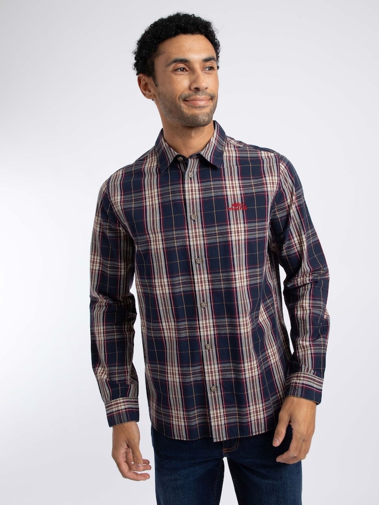 Weird Fish Blue Lando Long Sleeve Check Shirt - Image 1 of 6 Weird Fish Blue Lando Long Sleeve Check Shirt - Image 1 of 6