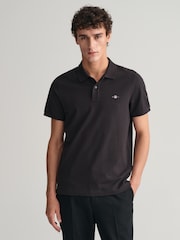 GANT Black Regular 100% Cotton Shield Polo Shirt - Image 1 of 5