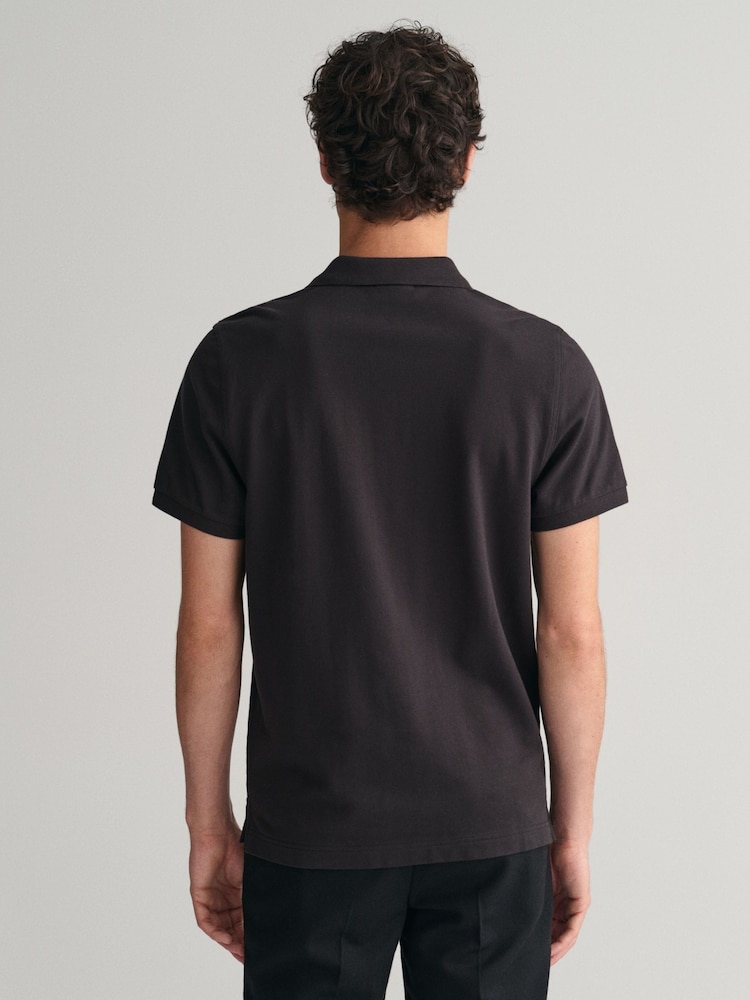 GANT Black Regular 100% Cotton Shield Polo Shirt - Image 2 of 5