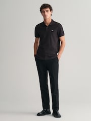 GANT Black Regular 100% Cotton Shield Polo Shirt - Image 3 of 5