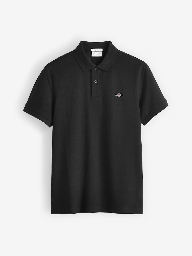 Preto - Camisa polo GANT Regular 100% Cotton Shield - Imagem 4 de 4