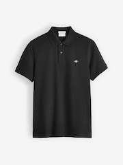 GANT Black Regular 100% Cotton Shield Polo Shirt - Image 5 of 5