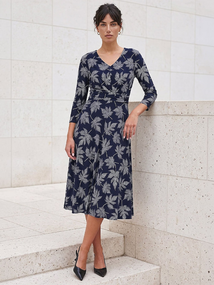 Roman Blue Leaf Puff Cross Dress - Image 2 of 4 Roman Blue Leaf Puff Cross Dress - Image 2 of 4