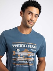 أزرق - Weird Fish Big Fish Front Print Graphic T-Shirt - صورة 4 من 6