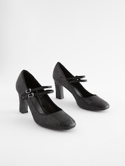 Black Shimmer Regular/Wide Fit Forever Comfort® Mary Jane Shoes - Image 1 of 5