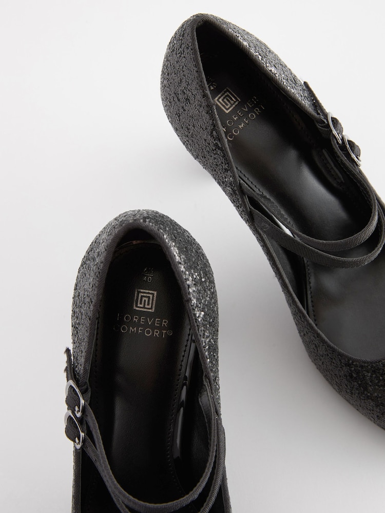 Black Shimmer Regular/Wide Fit Forever Comfort® Mary Jane Shoes - Image 5 of 5