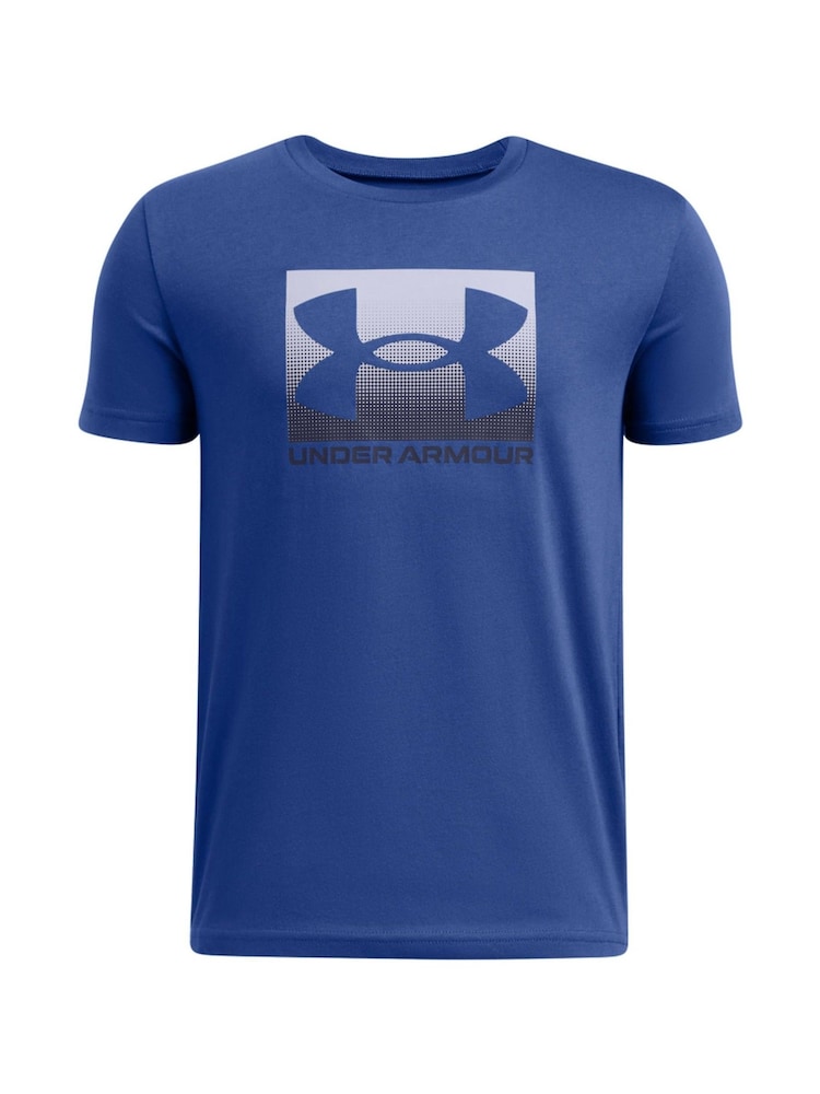 Under Armour Blue Boxed Sports T-Shirt - Image 1 of 2 Under Armour Blue Boxed Sports T-Shirt - Image 1 of 2