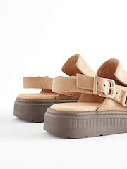 Neutral Beige Adjustable Buckle Chunky Clogs - Image 5 of 6