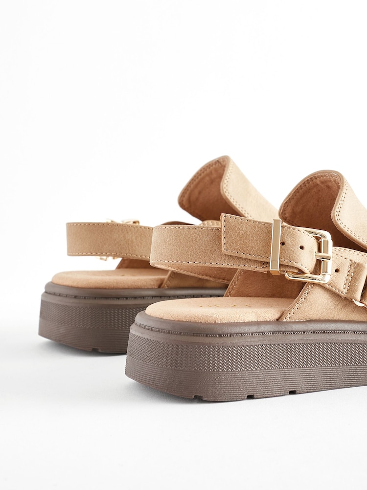 Neutral Beige Adjustable Buckle Chunky Clogs - Image 5 of 6