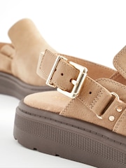 Neutral Beige Adjustable Buckle Chunky Clogs - Image 6 of 6