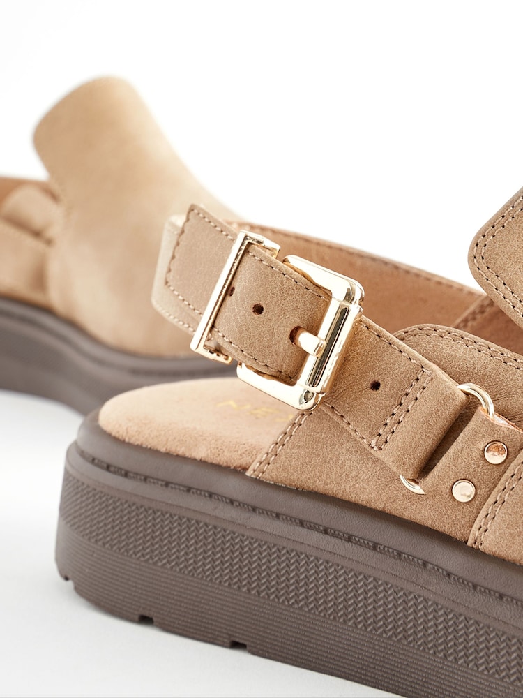 Neutral Beige Adjustable Buckle Chunky Clogs - Image 6 of 6