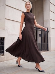 Roman Brown Fit And Flare Dress - Image 1 of 4