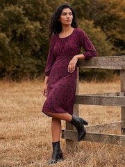 Roman Red Square Neck Floral Dress - Image 2 of 4