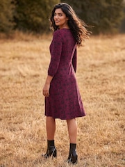 Roman Red Square Neck Floral Dress - Image 3 of 4