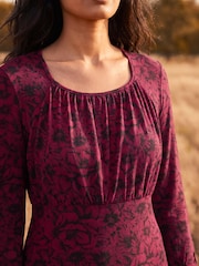 Roman Red Square Neck Floral Dress - Image 4 of 4