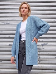 Roman Blue Chunky Cable Cardigan - Image 1 of 4