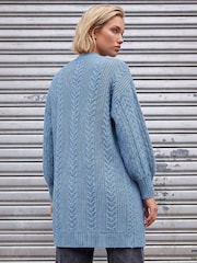 Roman Blue Chunky Cable Cardigan - Image 3 of 4