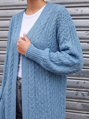 Roman Blue Chunky Cable Cardigan - Image 4 of 4