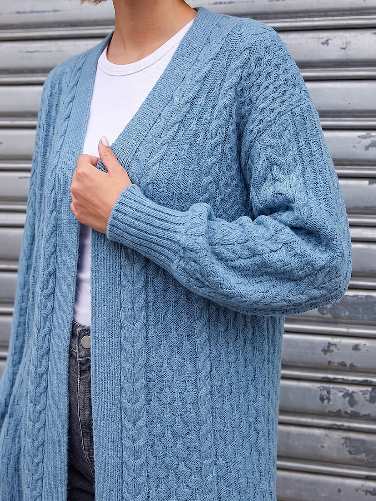 Roman Blue Chunky Cable Cardigan - Image 4 of 4 Roman Blue Chunky Cable Cardigan - Image 4 of 4