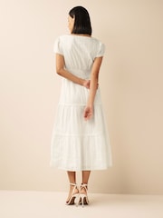 Paige Soledad Tiered Cap Sleeve Midi Dress with Side Slit - Image 2 of 8