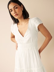 Paige Soledad Tiered Cap Sleeve Midi Dress with Side Slit - Image 3 of 8