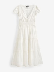 Paige Soledad Tiered Cap Sleeve Midi Dress with Side Slit - Image 4 of 8