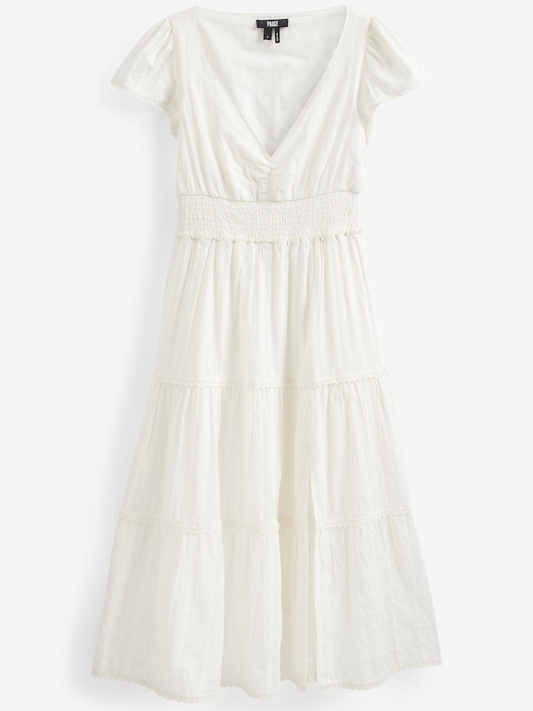 Paige Soledad Tiered Cap Sleeve Midi Dress with Side Slit - Image 8 of 8