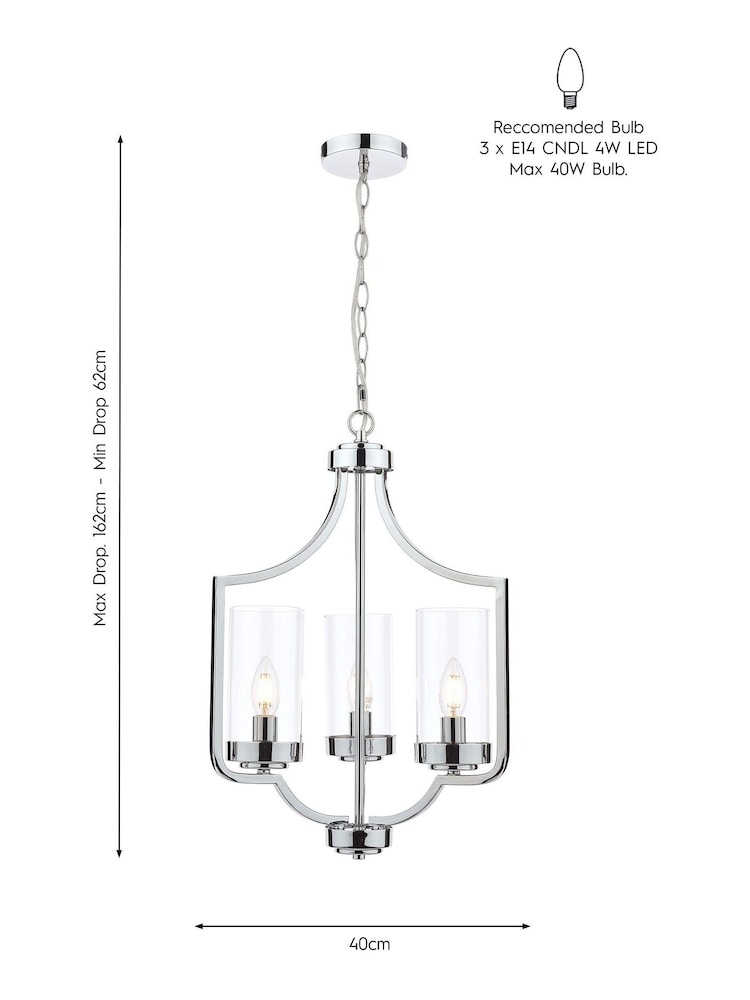 Laura Ashley Chrome Joseph Chandelier 3 Light Light - Image 4 of 4 Laura Ashley Chrome Joseph Chandelier 3 Light Light - Image 4 of 4