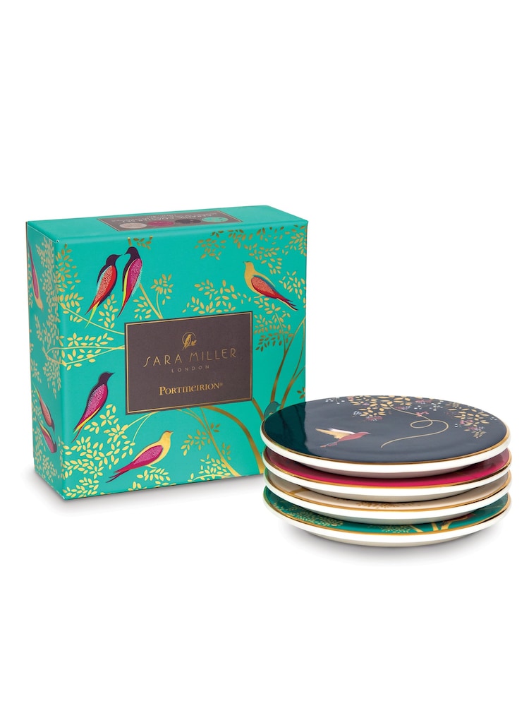 Sara Miller Set of 4 Pink Chelsea China Ceramic Coasters - Image 3 of 3
